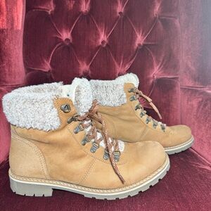 Avellini Women's Leather Brown Faux Fur Lined Combat Boots Size 9.5 Eur 41